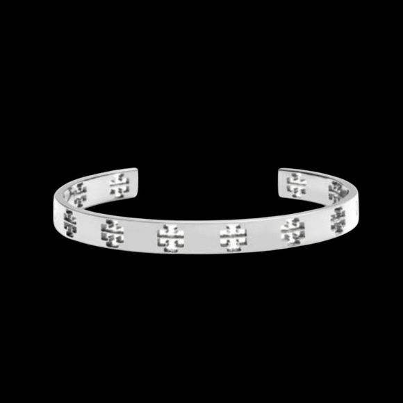 NEW Tory Burch Silver Pierced T Cuff Bracelet - Picture 3 of 9